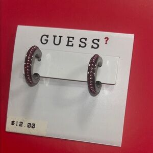 GUESS 90’s Red and Silver Hoop Earrings